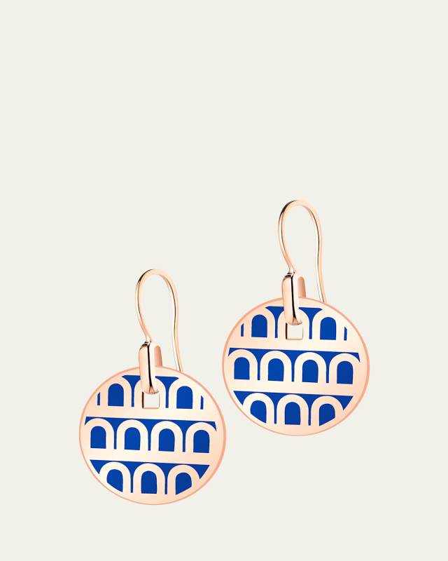 L'Arc de DAVIDOR Pendant Earrings PM in 18K Rose Gold with Riviera Lacquered Ceramic